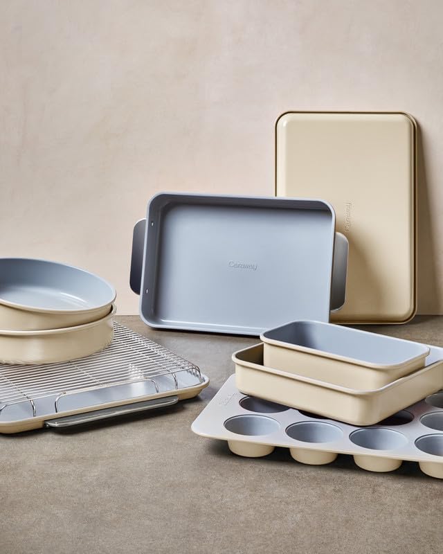 Caraway Non-Stick Ceramic 9”x13” Rectangle Pan - Naturally Slick Ceramic Coating - Non-Toxic, PTFE & PFOA Free - Perfect for Brownies, Lasagnas, and More - Slate