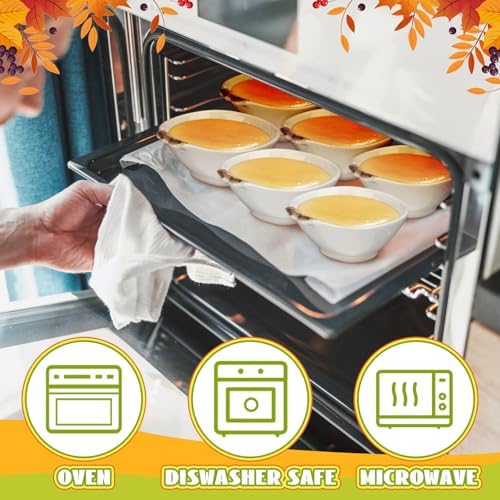Maxcheck 8 Pcs Pumpkin Ceramic Bowl & Plate Fall Dinnerware Set, White - Image 3