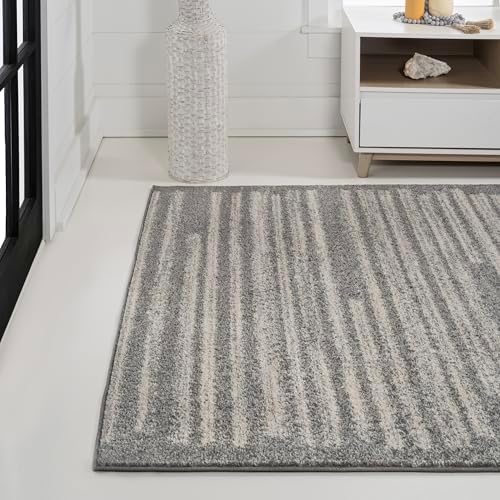JONATHAN Y Khalil Modern Berber Stripe Gray/Cream Indoor Area Rug, 8x10, Contemporary, Bohemian, Easy-Cleaning for Living Room, Bedroom, Kitchen, Pet Friendly, Non-Shedding (MOH207G-8) - Image 3