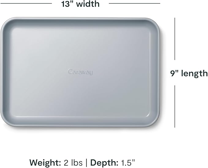 Caraway Nonstick Ceramic Small Baking Sheet Duo (9x13”) – Non-Toxic, PTFE & PFOA Free – Oven Safe – Aluminized Steel Core – Mini Sheet Pan for Baking, Roasting & More - Black