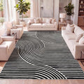 JONATHAN Y Hallie High-Low Curve Black/White 8x10 Indoor Area Rug, Minimalist Geometric, Modern, Non-Shedding, Stain Resistant for Bedroom, Living Room, Kitchen (SCN100F-8) by JONATHANY