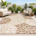 JONATHAN Y Floral Textured Weave Indoor Outdoor Area Rug 5X8 Brown/Cream, Zinnia Modern for Backyard, Patio, Porch, Easy-Cleaning, High Traffic, Pet-Friendly, Non-Shedding (SMB110I-5) by JONATHANY