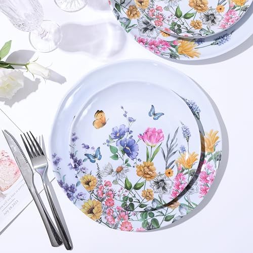 12-Piece Melamine Dinnerware Sets - Plates And Bowls Sets Floral - Image 3