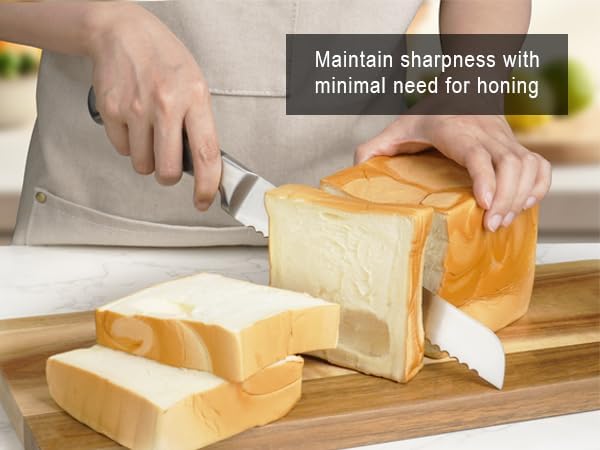 CHUSHIJI knife set with block and Sharpener, 15-Piece Premium Knife Block Set,Anti-slip Handle,Kitchen knife set with Built-in Sharpener,Gift Box Included, Grey