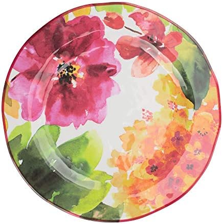 UPware 12 Piece Pink Floral Melamine Dinnerware Sets, Outdoor Dishes Set, Plates and Bowls Sets, Service for 4, Multicolor - Image 4