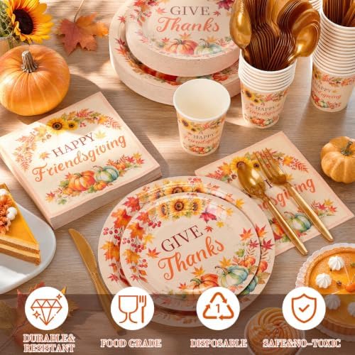 350pcs Thanksgiving Fall Dinnerware Paper Plate Napkins, Friendsgiving - Image 3