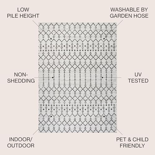 JONATHAN Y Moroccan Geometric Indoor Outdoor Area Rug 3X5 Cream/Black, Ourika Textured Weave for Backyard, Patio, Porch, Easy-Cleaning, High Traffic, Pet-Friendly, Non-Shedding (SMB108I-3) - Image 2