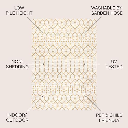 JONATHAN Y Moroccan Geometric Indoor Outdoor Area Rug 9X12 Cream/Yellow, Ourika Textured Weave for Backyard, Patio, Porch, Easy-Cleaning, High Traffic, Pet-Friendly, Non-Shedding (SMB108J-9) - Image 3
