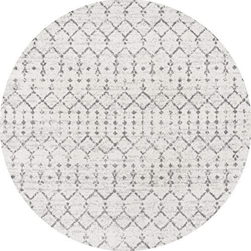 JONATHAN Y Boho Vintage Diamond Cream/Gray Round Area Rug 8 ft, Moroccan Hype for Living Room, Bedroom, Kitchen, Office, Easy-Cleaning, High Traffic, Pet-Friendly, Non-Shedding (MOH101B-8R) - Image 2