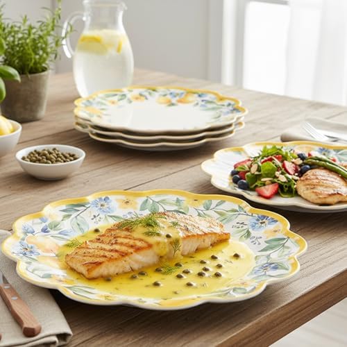 11 Inch Lemon Melamine Plates, 4-Piece Dinner Plate Set - Image 5