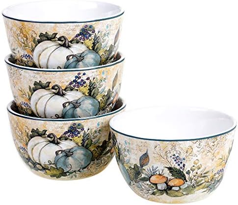 Harvest Gatherings 16-Piece Ceramic Dinnerware Set, Service for 4 – Multicolor Fall Plates, Bowls & Mugs with Pumpkin & Pheasant Design – Autumn Tableware for Thanksgiving, Cabin & Holiday Hosting - Image 4