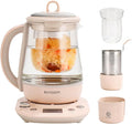 BUYDEEM Health Pot K2763-BA-PK Lite, Glass Electric Kettle for Tea & Coffee, Hot Water Boiler and Wamer with Stew Pot, Temperature Control, Pink, 1.5L