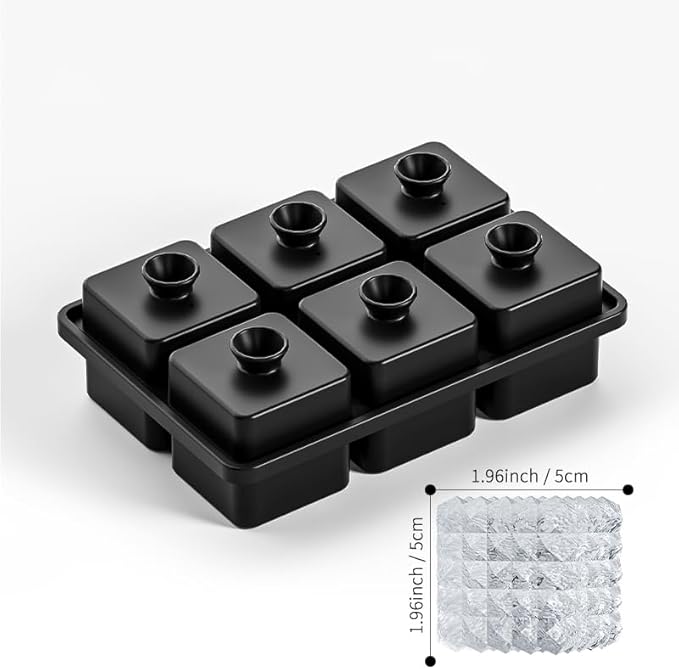 Bangp Large Ice Cube Tray for Whiskey,Perfect Etched Big Ice Cubes, Silicone Ice Cube Mold for Cocktails,Whiskey (Etched Square)