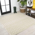 JONATHAN Y Moroccan Geometric Indoor Outdoor Square Area Rug 5X5 Cream/Green, Ourika Textured Weave for Backyard, Patio, Porch, Easy-Cleaning, High Traffic, Pet-Friendly, Non-Shedding (SMB108M-5SQ) by JONATHANY