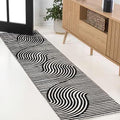 JONATHAN Y Hallie High-Low Curve Black/White 2x8 Indoor Runner Rug, Minimalist Geometric, Modern, Non-Shedding, Stain Resistant for Bedroom, Living Room, Kitchen (SCN100F-28) by JONATHANY
