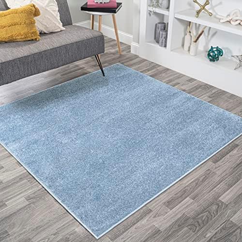 JONATHAN Y Haze Solid Low-Pile Classic Blue 7x7 Square Indoor Area Rug, Coastal,Bohemian,Minimalist,Classic, Easy-Cleaning for Living Room,Bedroom,Kitchen,Pet Friendly,Non-Shedding (SEU100F-7SQ) by JONATHANY