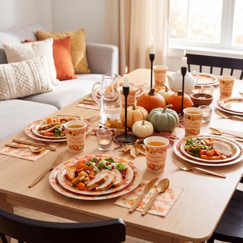 350pcs Thanksgiving Fall Dinnerware Paper Plate Napkins, Friendsgiving - Image 6
