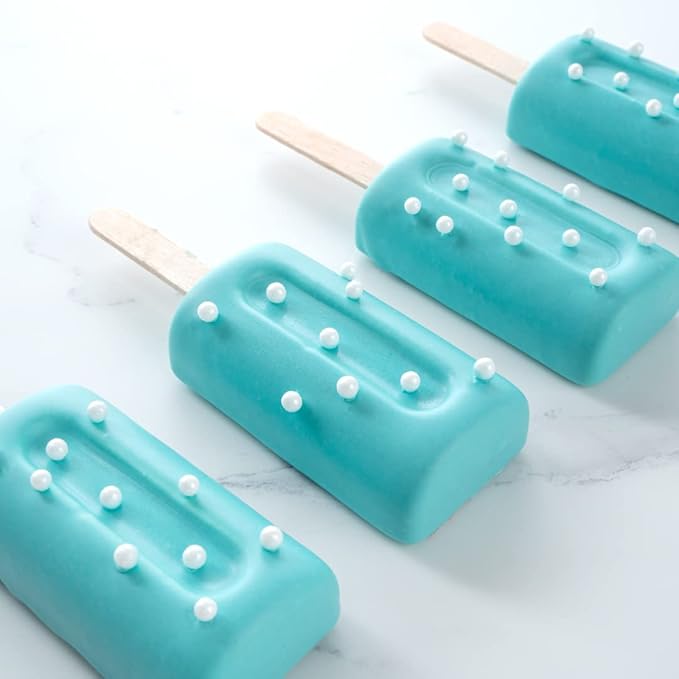 Pastry Tek 4 Cavities Popsicle Mold, 1 Cylinder Cakesicle Mold - Flexible, Freezable, White Silicone Cake Popsicle Mold, Easy Release, For Baking - Restaurantware