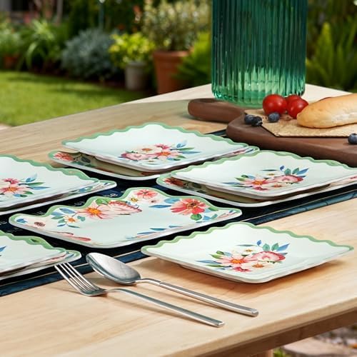 Melamine Appetizer Plates Set of 12, Strawberry Square and Rectangle Trays - Image 6