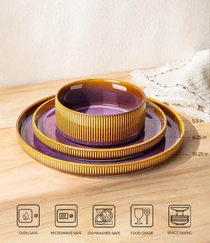TheTerra Ceramic Dinnerware Set for 6, 18-Piece Plates and Bowls Set - Image 2