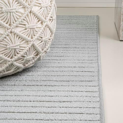 JONATHAN Y Hallie High-Low Curve Light Blue/Cream 2x8 Indoor/Outdoor Runner Rug, Minimalist Geometric, Pet Friendly, for Patio, Backyard, Living Room, Bedroom, Office, Hose-Washable (SCN100E-28) - Image 6