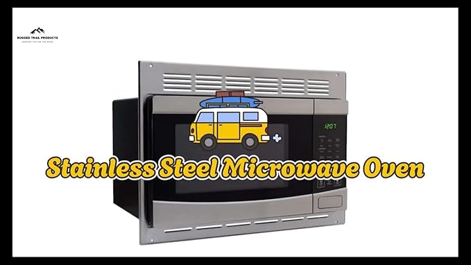 RV Stainless Steel Microwave Oven with Turntable - 1.0 Cu. Ft. Capacity | Includes Trim Kit for Easy Installation & Stylish Finish