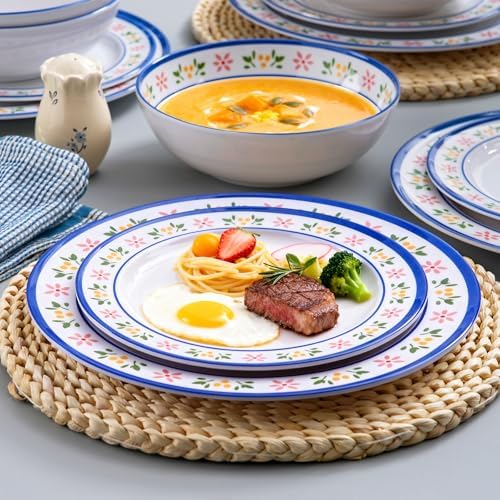 12-Piece Melamine Dinnerware Set – Strawberry Plates & Bowls for 4 - Image 5