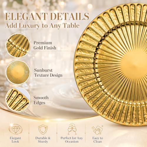 Havawish 8 Pcs 13 Inch Gold Charger Plates with Shell Edge - Image 3