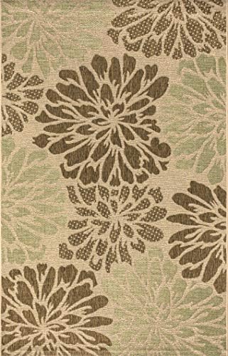 JONATHAN Y Floral Textured Weave Indoor Outdoor Area Rug 4X6 Sage/Brown, Zinnia Modern for Backyard, Patio, Porch, Easy-Cleaning, High Traffic, Pet-Friendly, Non-Shedding (SMB110A-4) - Image 2