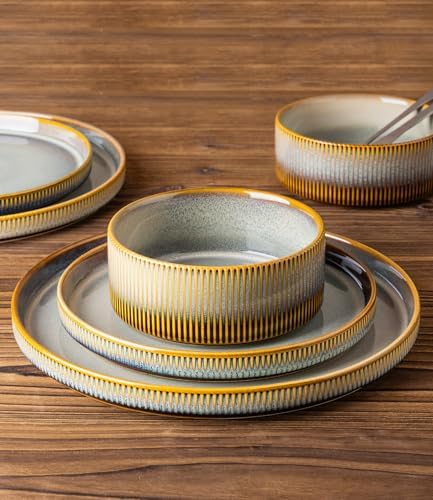 TheTerra Ceramic Dinnerware Set for 6, 18-Piece Plates and Bowls Set - Image 4