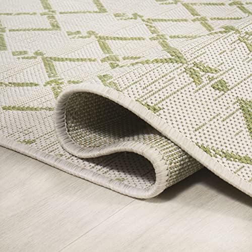 JONATHAN Y Moroccan Geometric Indoor Outdoor Area Rug 4X6 Cream/Green, Ourika Textured Weave for Backyard, Patio, Porch, Easy-Cleaning, High Traffic, Pet-Friendly, Non-Shedding (SMB108M-4) - Image 6