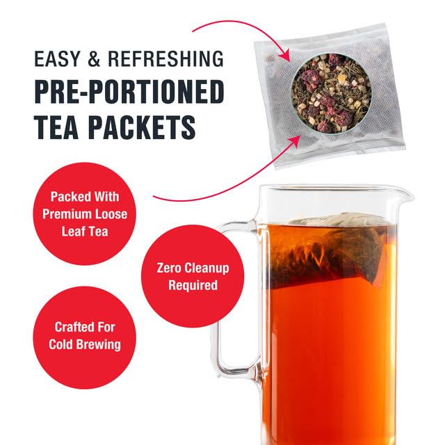 Tiesta Tea - Blackberry Bellini Cold Brew, Loose Leaf, Blackberry Citrus Green Tea, Medium Caffeinated, Cold Brew Packets, Makes 64 oz of Pitcher Per Bag (Pack of 10)