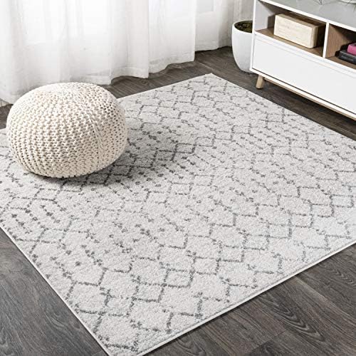 JONATHAN Y Boho Vintage Diamond Cream/Gray Square Area Rug 6X6 ft, Moroccan Hype for Living Room, Bedroom, Kitchen, Office, Easy-Cleaning, High Traffic, Pet-Friendly, Non-Shedding (MOH101B-6SQ) by JONATHANY