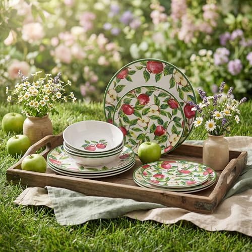 Dinnerware Sets - 12pcs Melamine Plates and Bowls (Apple Design) - Image 7
