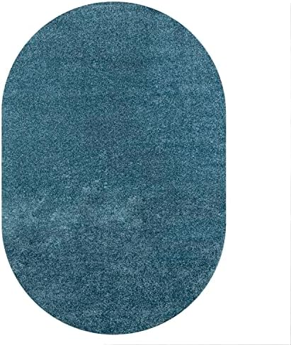 JONATHAN Y Haze Solid Low-Pile Turquoise 3x5 Oval Indoor Area Rug, Coastal,Bohemian,Minimalist,Classic, Easy-Cleaning for Living Room,Bedroom,Kitchen,Pet Friendly,Non-Shedding (SEU100H-3OV) - Image 2