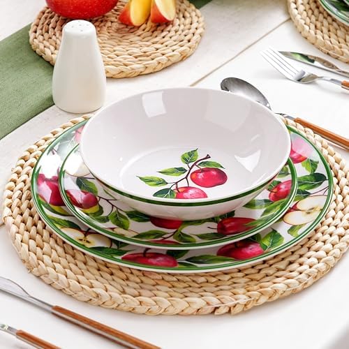 Dinnerware Sets - 12pcs Melamine Plates and Bowls (Apple Design) - Image 2