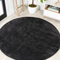 JONATHAN Y Haze Solid Low-Pile Black 8' Round Indoor Area Rug, Coastal,Bohemian,Minimalist,Classic, Easy-Cleaning for Living Room,Bedroom,Kitchen,Pet Friendly,Non-Shedding (SEU100I-8R) by JONATHANY