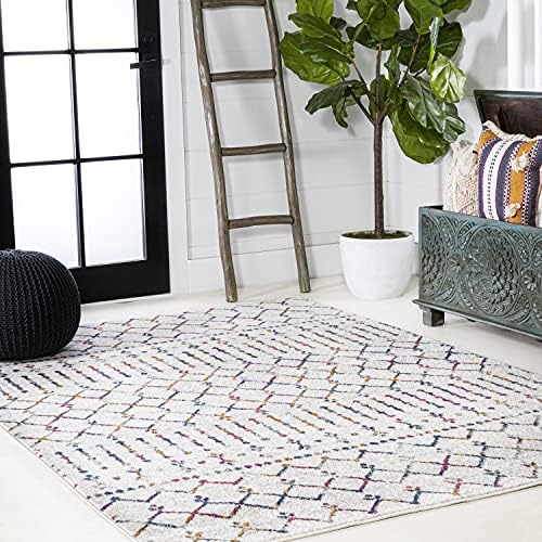 JONATHAN Y Boho Vintage Diamond Cream/Multi Indoor Area Rug 4X6 ft, Moroccan Hype for Living Room, Bedroom, Kitchen, Office, Easy-Cleaning, High Traffic, Pet-Friendly, Non-Shedding (MOH101H-4) - Image 6