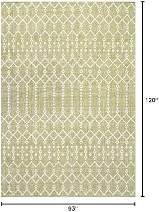 JONATHAN Y Moroccan Geometric Indoor Outdoor Area Rug 8X10 Light Green/Cream, Ourika Textured Weave for Backyard, Patio, Porch, Easy-Cleaning, High Traffic, Pet-Friendly, Non-Shedding (SMB108N-8) - Image 2