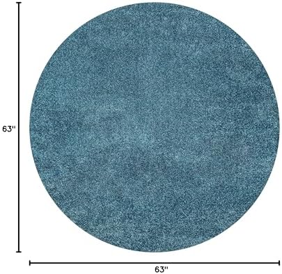 JONATHAN Y Haze Solid Low-Pile Turquoise 5' Round Indoor Area Rug, Coastal,Bohemian,Minimalist,Classic, Easy-Cleaning for Living Room,Bedroom,Kitchen,Pet Friendly,Non-Shedding (SEU100H-5R) - Image 2