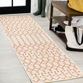 JONATHAN Y Moroccan Geometric Indoor Outdoor Runner Rug 2X10 Cream/Orange, Ourika Textured Weave for Backyard, Patio, Porch, Easy-Cleaning, High Traffic, Pet-Friendly, Non-Shedding (SMB108O-210) by JONATHANY
