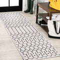 JONATHAN Y Moroccan Geometric Indoor Outdoor Runner Rug 2X10 Cream/Black, Ourika Textured Weave for Backyard, Patio, Porch, Easy-Cleaning, High Traffic, Pet-Friendly, Non-Shedding (SMB108I-210) by JONATHANY