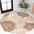JONATHAN Y Floral Textured Weave Indoor Outdoor Octagon Area Rug 5 Ft Brown/Cream, Zinnia Modern for Backyard, Patio, Porch, Easy-Cleaning, High Traffic, Pet-Friendly, Non-Shedding (SMB110I-5TGN) by JONATHANY