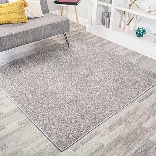 JONATHAN Y Haze Solid Low-Pile Light Gray 6x6 Square Indoor Area Rug, Coastal,Bohemian,Minimalist,Classic, Easy-Cleaning for Living Room,Bedroom,Kitchen,Pet Friendly,Non-Shedding (SEU100K-6SQ) by JONATHANY