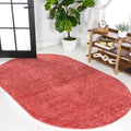 JONATHAN Y Haze Solid Low-Pile Red 6x9 Oval Indoor Area Rug, Coastal,Bohemian,Minimalist,Classic, Easy-Cleaning for Living Room,Bedroom,Kitchen,Pet Friendly,Non-Shedding (SEU100E-6OV) by JONATHANY