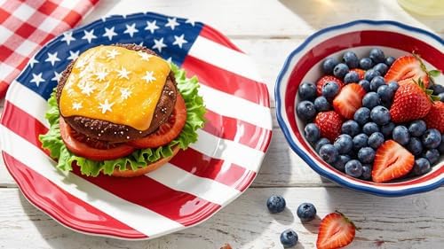 UPware 12 Piece American Flag Melamine Dinnerware Sets, Outdoor Dishes Set, Plates and Bowls Sets, Fourth of July Decorations, Service for 4, Patriotic Color - Image 7