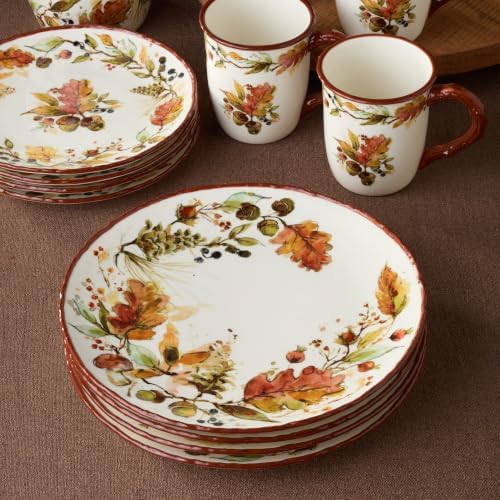 Autumn Meadows DINNER PLATES, SET OF 4 —generous 11-inch canvases where harvest botanicals bloom in amber, sienna, and gold, anchoring every place setting with the warmth of the season. - Image 4