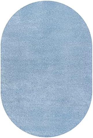 JONATHAN Y Haze Solid Low-Pile Classic Blue 3x5 Oval Indoor Area Rug, Coastal,Bohemian,Minimalist,Classic, Easy-Cleaning for Living Room,Bedroom,Kitchen,Pet Friendly,Non-Shedding (SEU100F-3OV) - Image 2