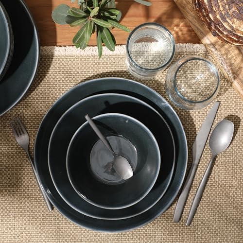 Bloomhouse - Two Time Oprah's Favorite Things Winner - Montecito Breeze 16 Piece (Service for 4) Double Plates and Bowls Stoneware Reactive Glaze Dinnerware Set - Laguna Dawn - Image 3