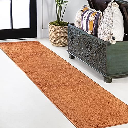 JONATHAN Y Haze Solid Low-Pile Orange Runner Rug 2x14, Coastal,Bohemian,Minimalist,Classic, Easy-Cleaning for Living Room,Bedroom,Kitchen,Pet Friendly,Non-Shedding (SEU100M-214) by JONATHANY